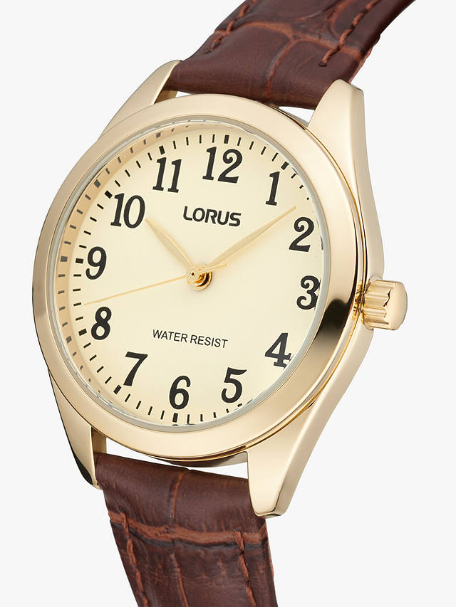 Lorus Women's Leather Strap Watch, Brown/Gold Rg242tx9