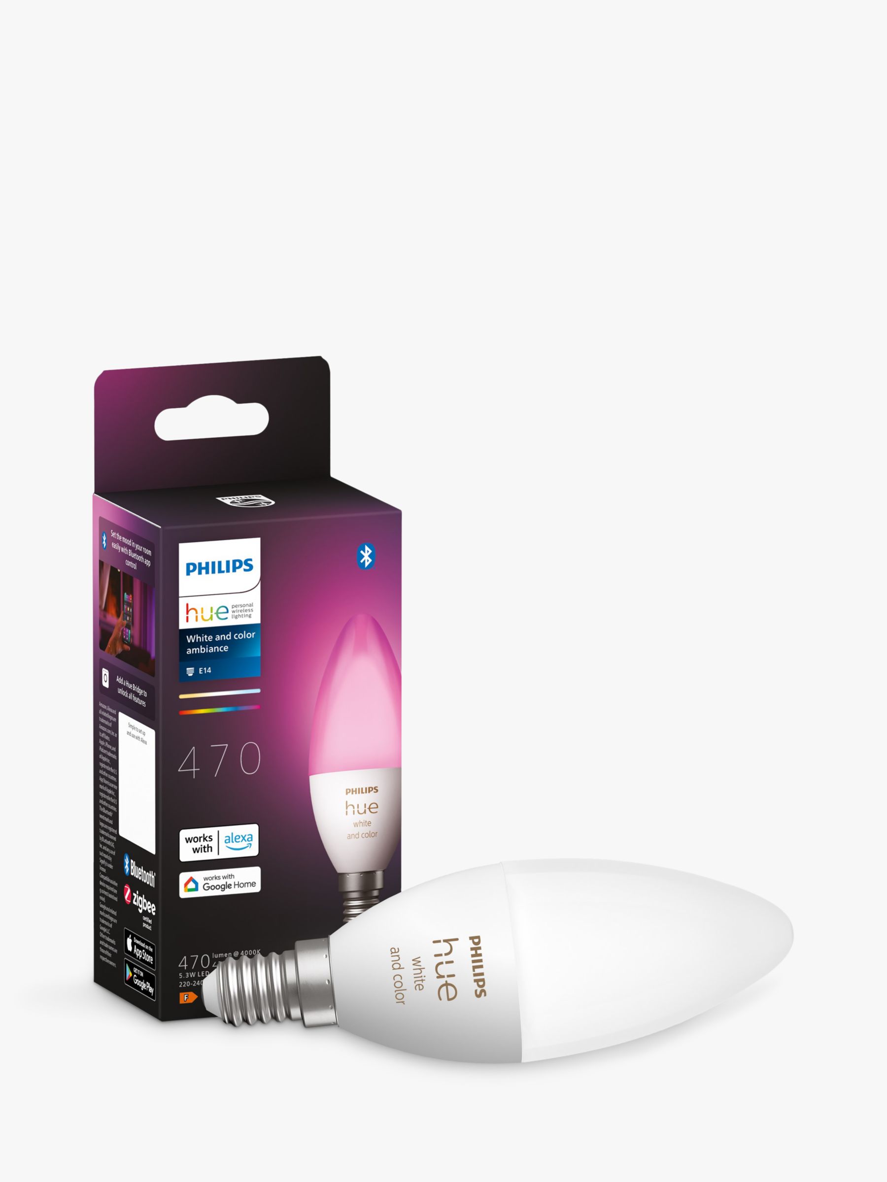 Photo of Philips hue white and colour ambiance wireless lighting led colour changing light bulb with bluetooth 6.5w b39 e14 small edison screw bulb single