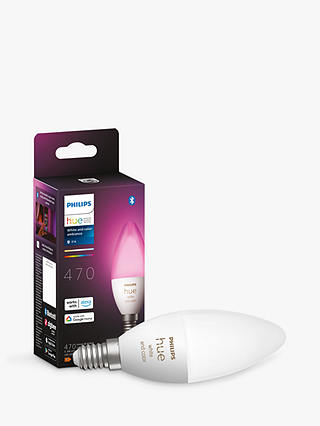Philips Hue White and Colour Ambiance Wireless Lighting LED Colour Changing Light Bulb with Bluetooth, 5.3W B39 E14 Small Edison Screw Bulb, Single