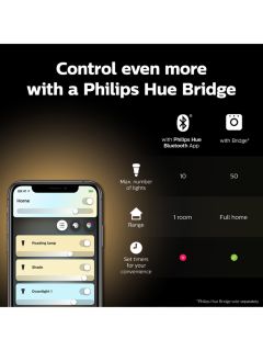 Philips Hue White Ambiance Wireless Lighting LED Light Bulb with Bluetooth, 5.5W B39 E14 Small Edison Screw Bulb, Pack of 2