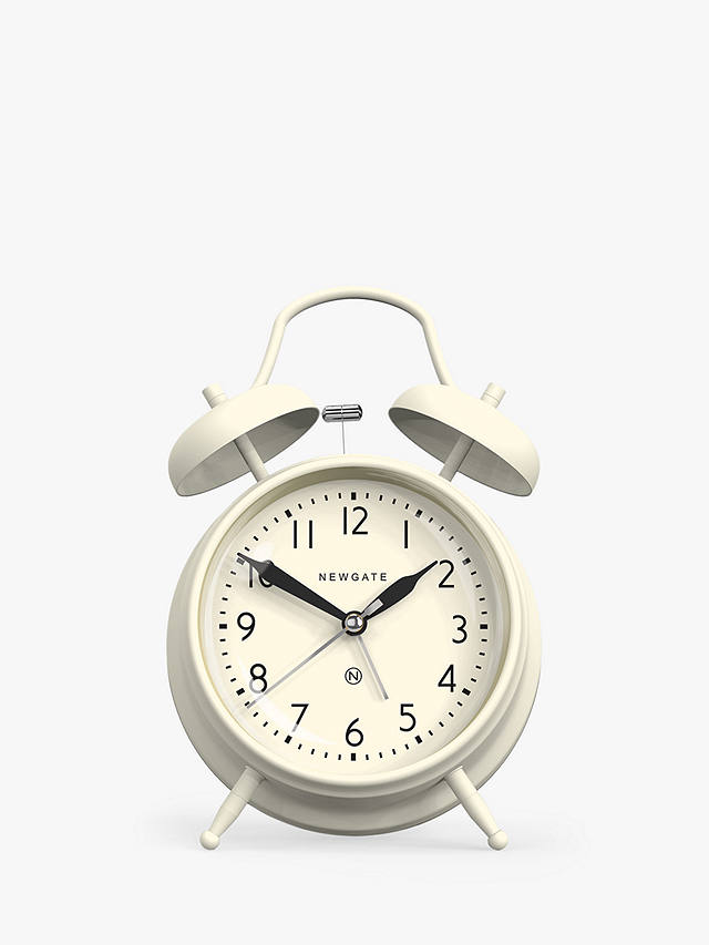 Newgate Clocks Covent Garden Twin Bell Silent Sweep Analogue Alarm Clock, Linen White