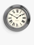 Jones Clocks Supper Club Roman Numeral Analogue Wall Clock, 40.5cm, Chrome