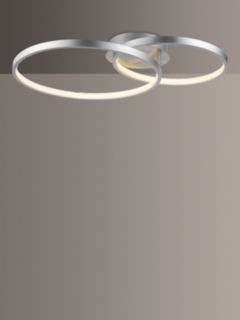 John Lewis Dual Hoop LED Semi Flush Ceiling Light, Nickel