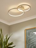 John Lewis Dual Hoop LED Semi Flush Ceiling Light, Nickel