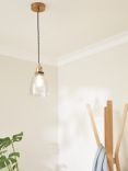 John Lewis Glass Ceiling Light, Clear/Brass