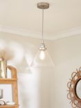 John Lewis Glass Cone Ceiling Light, Clear/Pewter