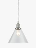 John Lewis Glass Cone Ceiling Light, Clear/Pewter