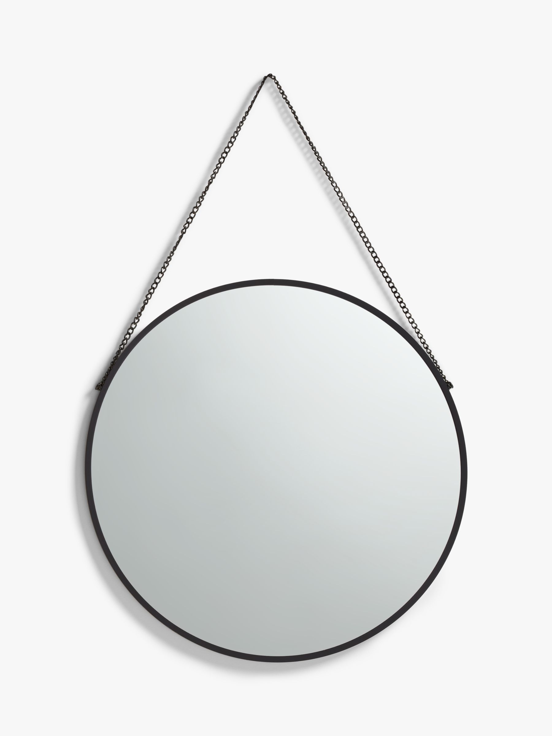 Anyday John Lewis Partners Thin, Black Framed Round Mirror 50cm