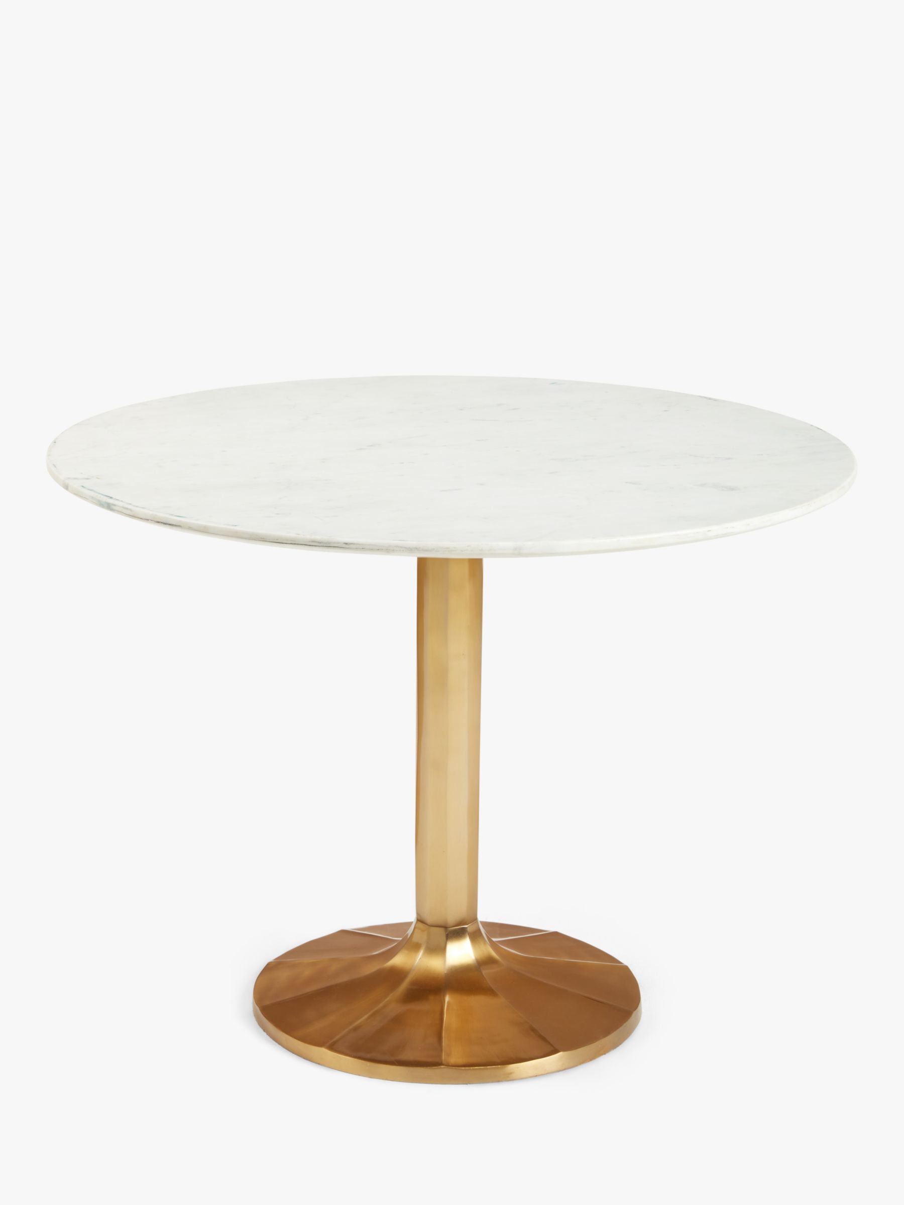Pedestal Tables John Lewis & Partners Jewel Marble 4 Seater Pedestal Dining Table,  White/Gold