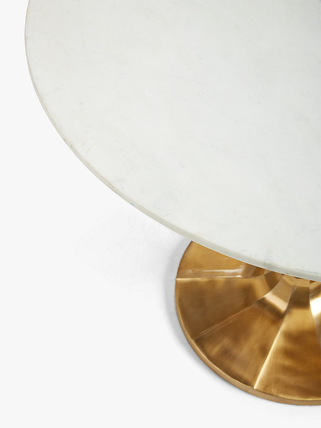 John Lewis Jewel Marble 4 Seater Pedestal Dining Table, White/Gold