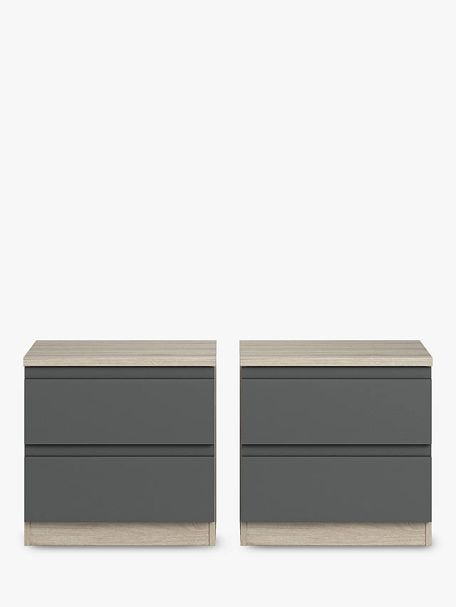 John Lewis ANYDAY Mix It Bedside Tables, Set of 2, Grey Ash/Gloss Steel