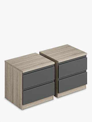 John Lewis ANYDAY Mix It Bedside Tables, Set of 2, Grey Ash/Gloss Steel