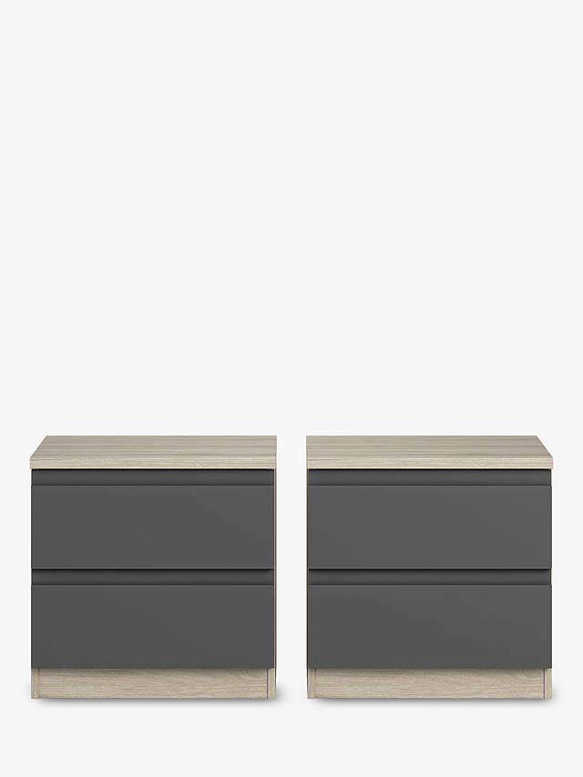 ANYDAY John Lewis & Partners Mix It Bedside Tables, Set of 2, Grey Ash/Graphite