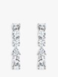 Swarovski Tennis Deluxe Crystal Half Hoop Stud Earrings, Silver