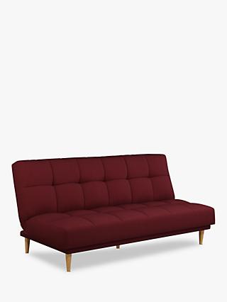 Linear Range, John Lewis & Partners Linear Medium 2 Seater Sofa Bed, Light Leg, Relaxed Linen Berry