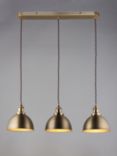 John Lewis Baldwin 3 Pendant Diner Ceiling Light, Antique Brass