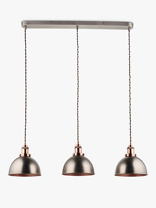 John Lewis Partners Baldwin 3 Pendant Diner Ceiling Light - Copper Pendant Ceiling Light Fitting