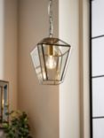 John Lewis Timeless Glass Lantern Ceiling Light, Clear/Antique Brass