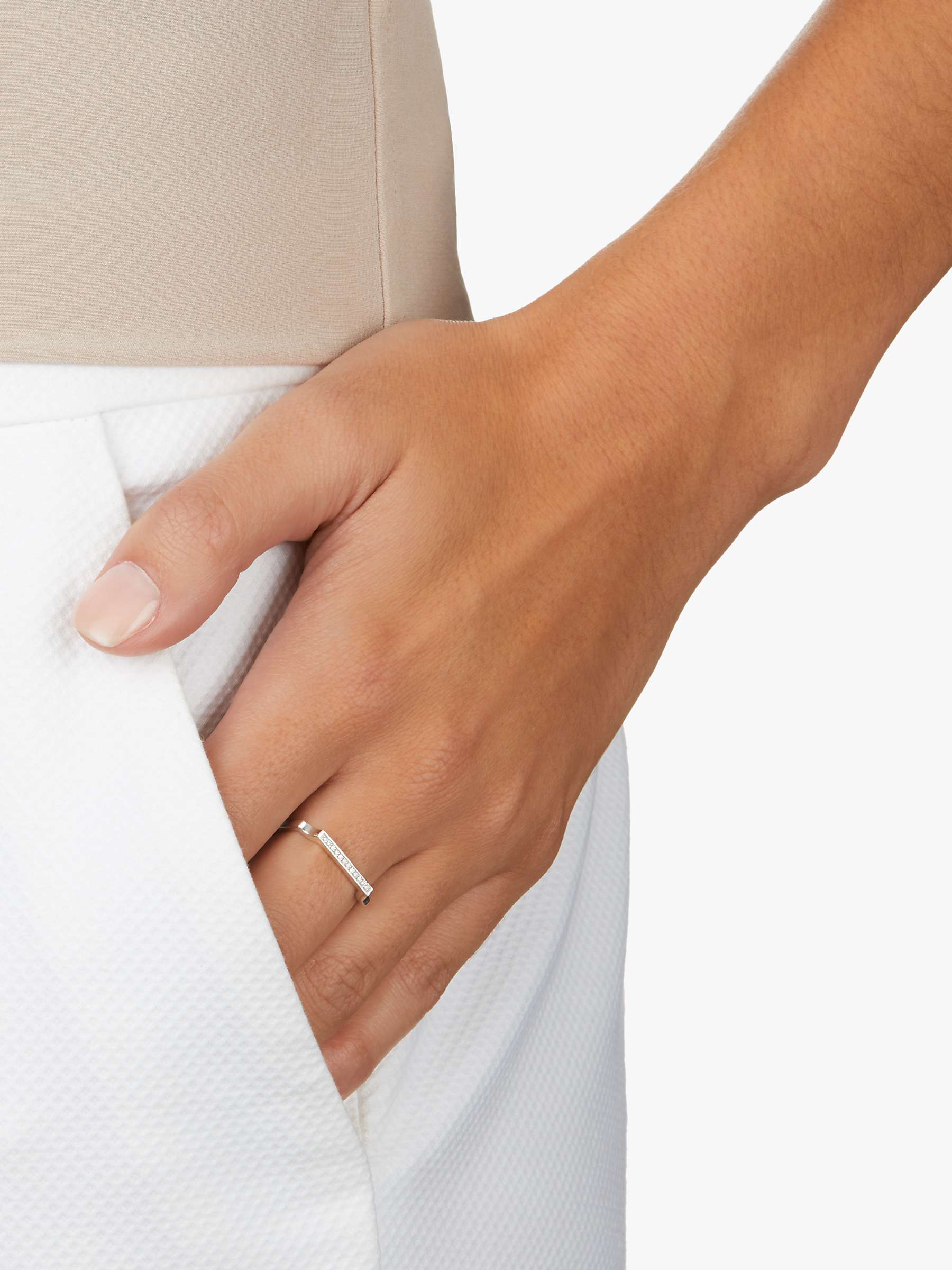 Buy Monica Vinader Signature Thin Diamond Ring, Silver Online at johnlewis.com
