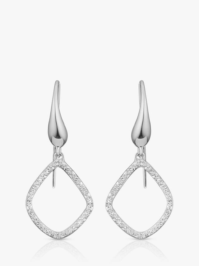 Monica Vinader Riva Kite Diamond Drop Earrings, Silver