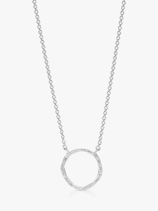 Monica Vinader Riva Circle Diamond Pendant Necklace, Silver
