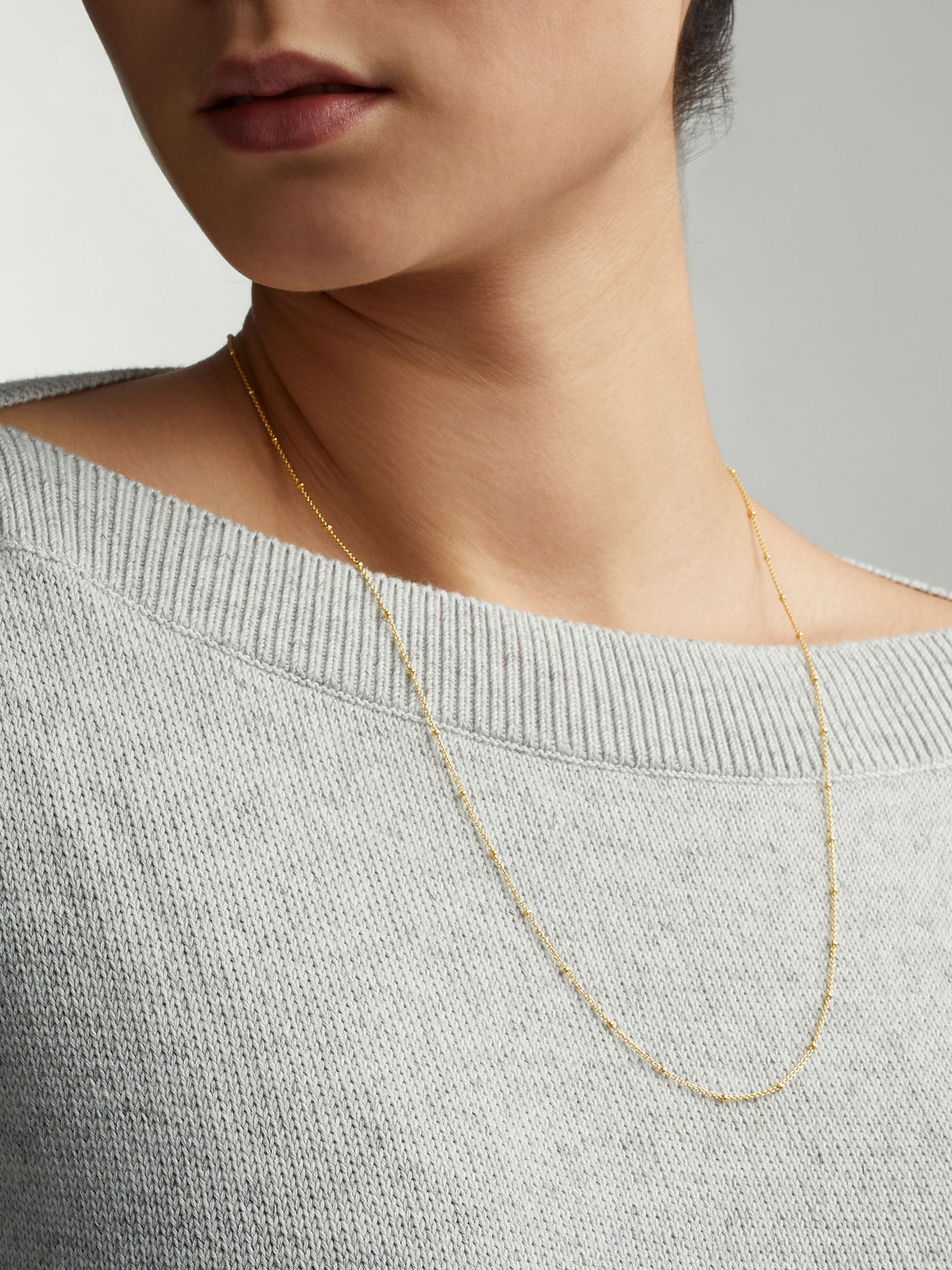 Monica Vinader Fine Beaded Chain Necklace, Gold at John Lewis & Partners