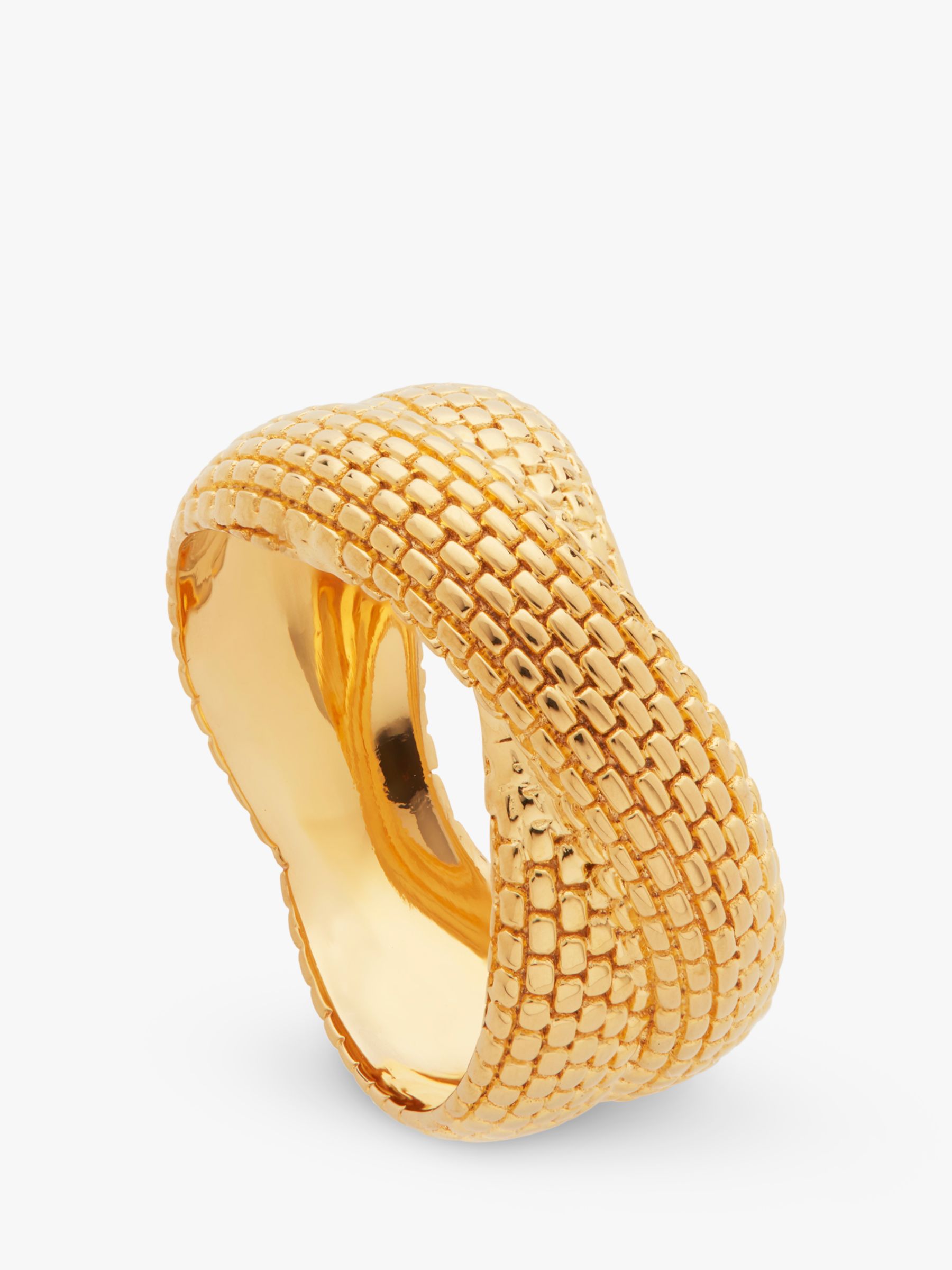 Monica Vinader Heirloom Woven Cross Ring, Gold, P