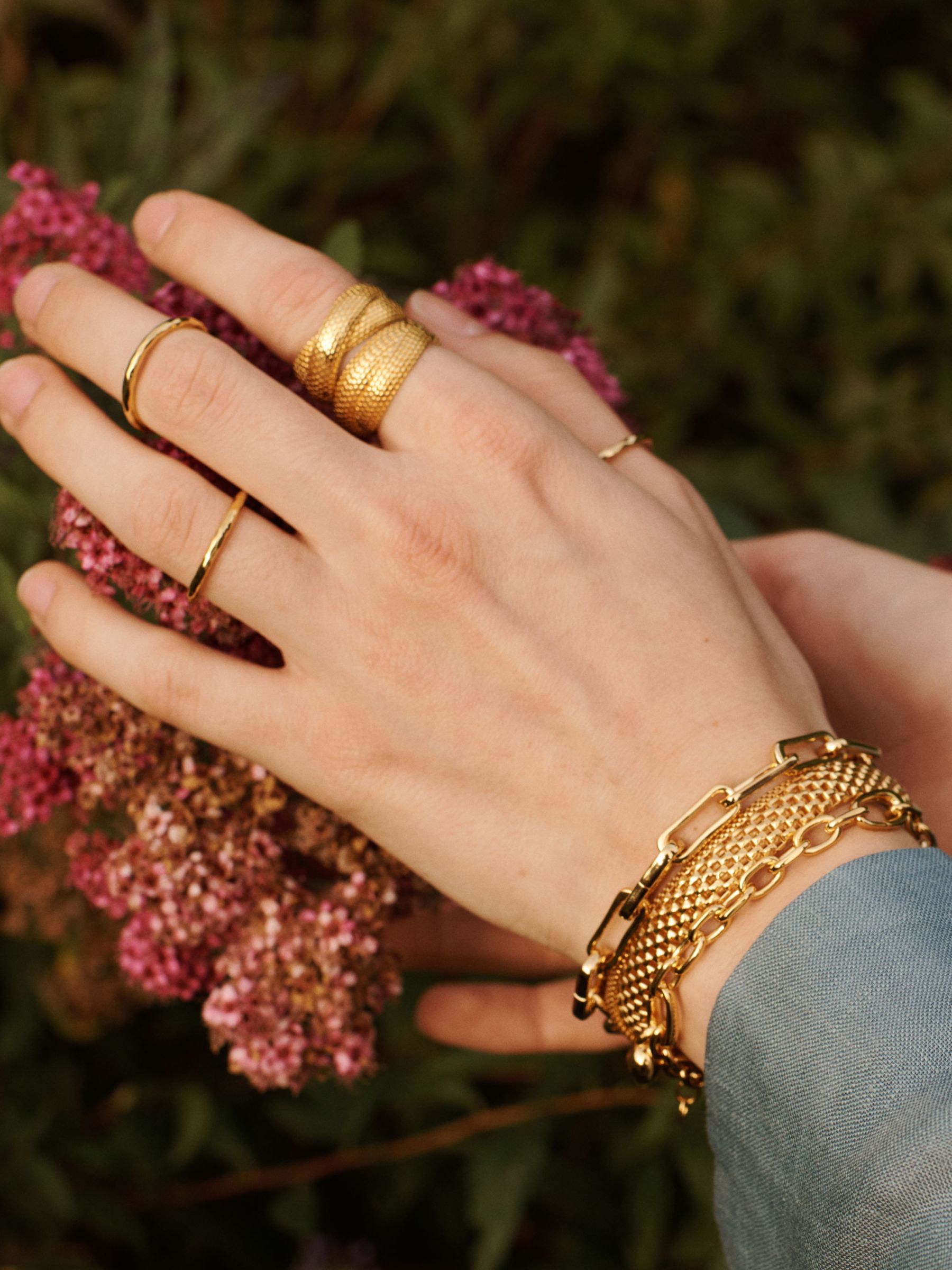 Monica Vinader Textured Chunky Chain Bracelet, Gold
