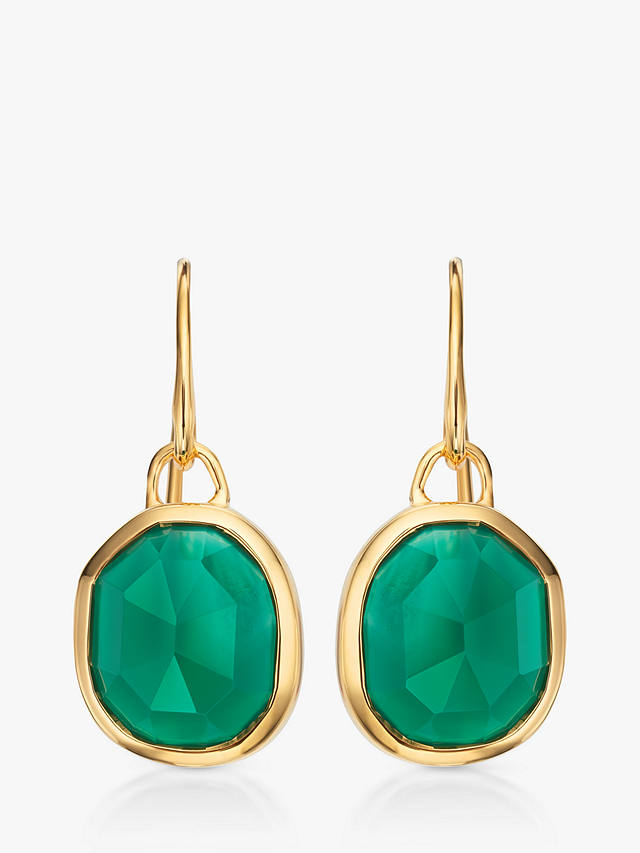 Monica Vinader Siren Wire Drop Earrings, Gold/Green Onyx