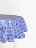 John Lewis & Partners Round Wipe Clean PVC Tile Tablecloth, 180cm, Blue