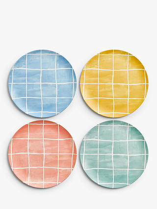 John Lewis Bamboo Picnic Patterned Dinner Plates, Set of 4, 25.5cm, Assorted