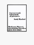 John Lewis Andy Warhol 'I Never Read' Framed Print, 102 x 72cm, Black/White