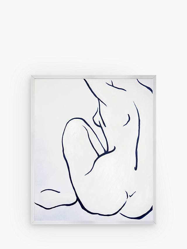 Nude II - Hand-Painted Framed Canvas Print, 105 x 85cm, Blue