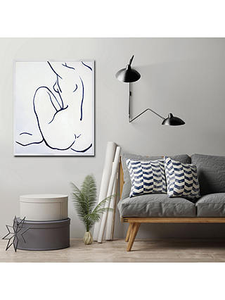 Nude II - Hand-Painted Framed Canvas Print, 105 x 85cm, Blue