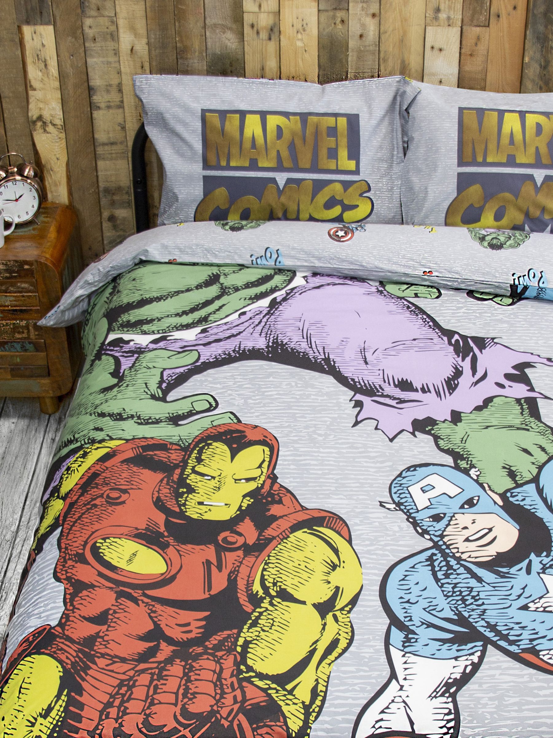 Disney Marvel Avengers Reversible Cotton Duvet Cover and Pillowcase Set, Double, Multi