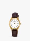 Seiko SUR638P1 Women's Date Leather Strap Watch, Brown/White