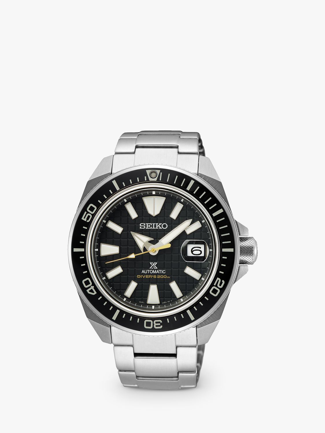 Seiko SRPE35K1 Men's Prospex Samurai Automatic Date Bracelet Strap Watch,  Silver/Black