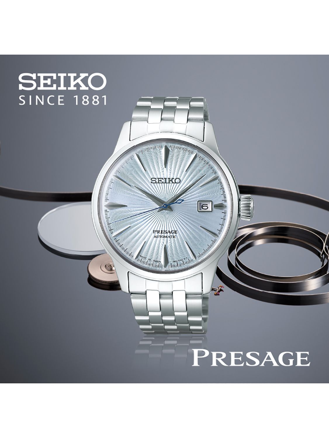 Buy Seiko SRPE19J1 Men's Presage Automatic Date Bracelet Strap Watch Online at johnlewis.com