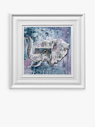 YARDART - Jess Yelland 'Abayomi the Elephant' Outdoor Waterproof Framed Print, 67 x 67cm, Light Blue