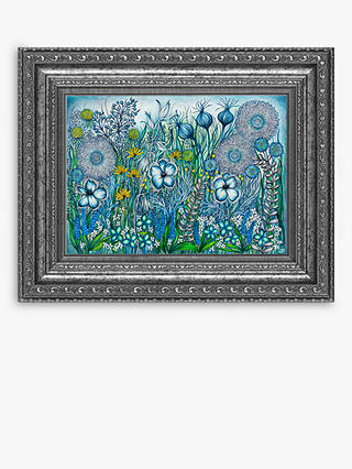 YARDART - Helen Lynch 'Secret Garden' Outdoor Waterproof Framed Print, 58.5 x 73cm, Green/Blue