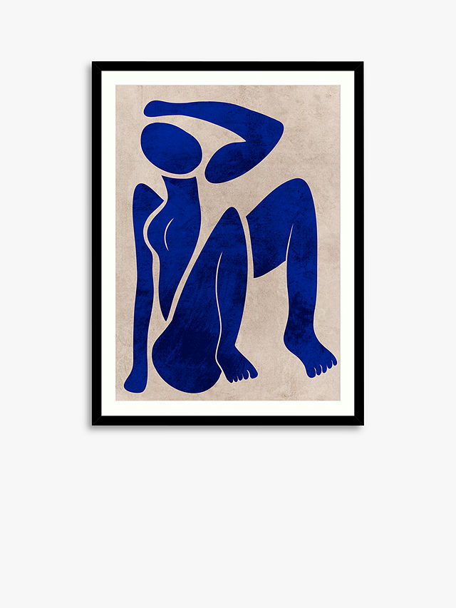 Marcus Prime - 'Postured Darling' Nude Framed Print & Mount, 104.5 x 78.5cm, Blue