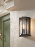 John Lewis Herringbone Glass Outdoor Wall Light, Clear/Black