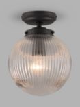 John Lewis & Partners Vintage Globe Flush Outdoor Light, Clear/Black