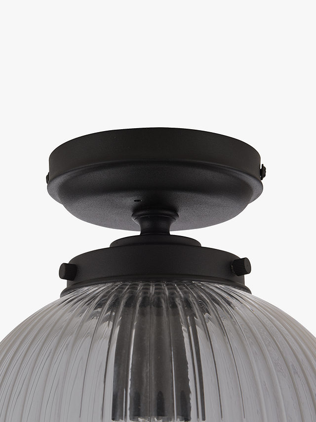 John Lewis Vintage Globe Flush Outdoor Light, Clear/Black