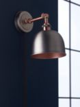 John Lewis Baldwin Plug-In Wall Light, Pewter/Copper