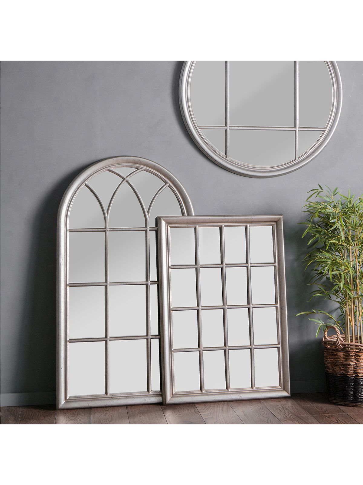 Seaforth Arched Window Wall Mirror 140 X 80cm Silver