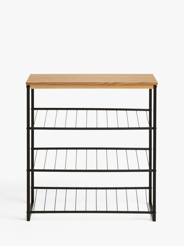 House by John Lewis Metal 3 Tier Shoe Rack, Black