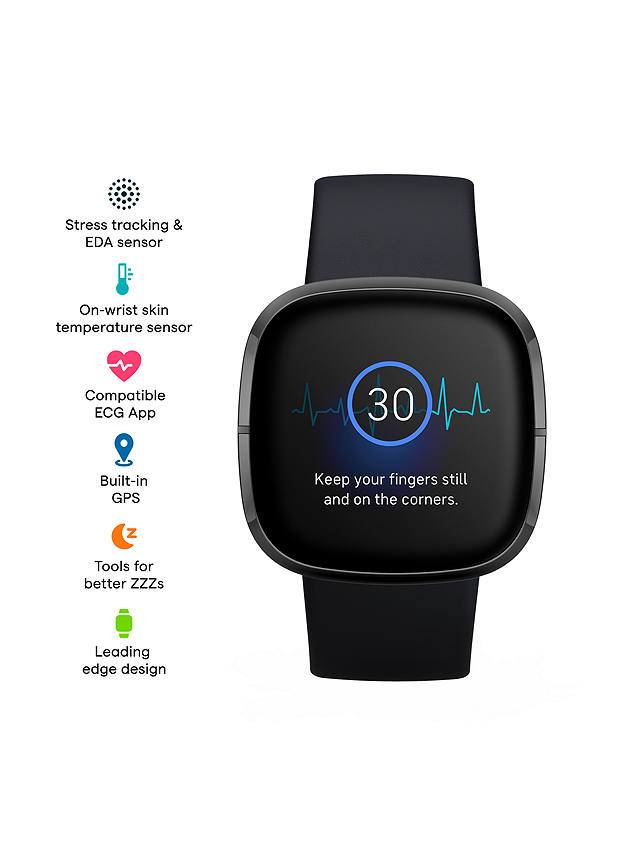 Fitbit Sense, Health and Fitness Watch with Heart Rate Monitor, Carbon/Graphite, Stainless Steel