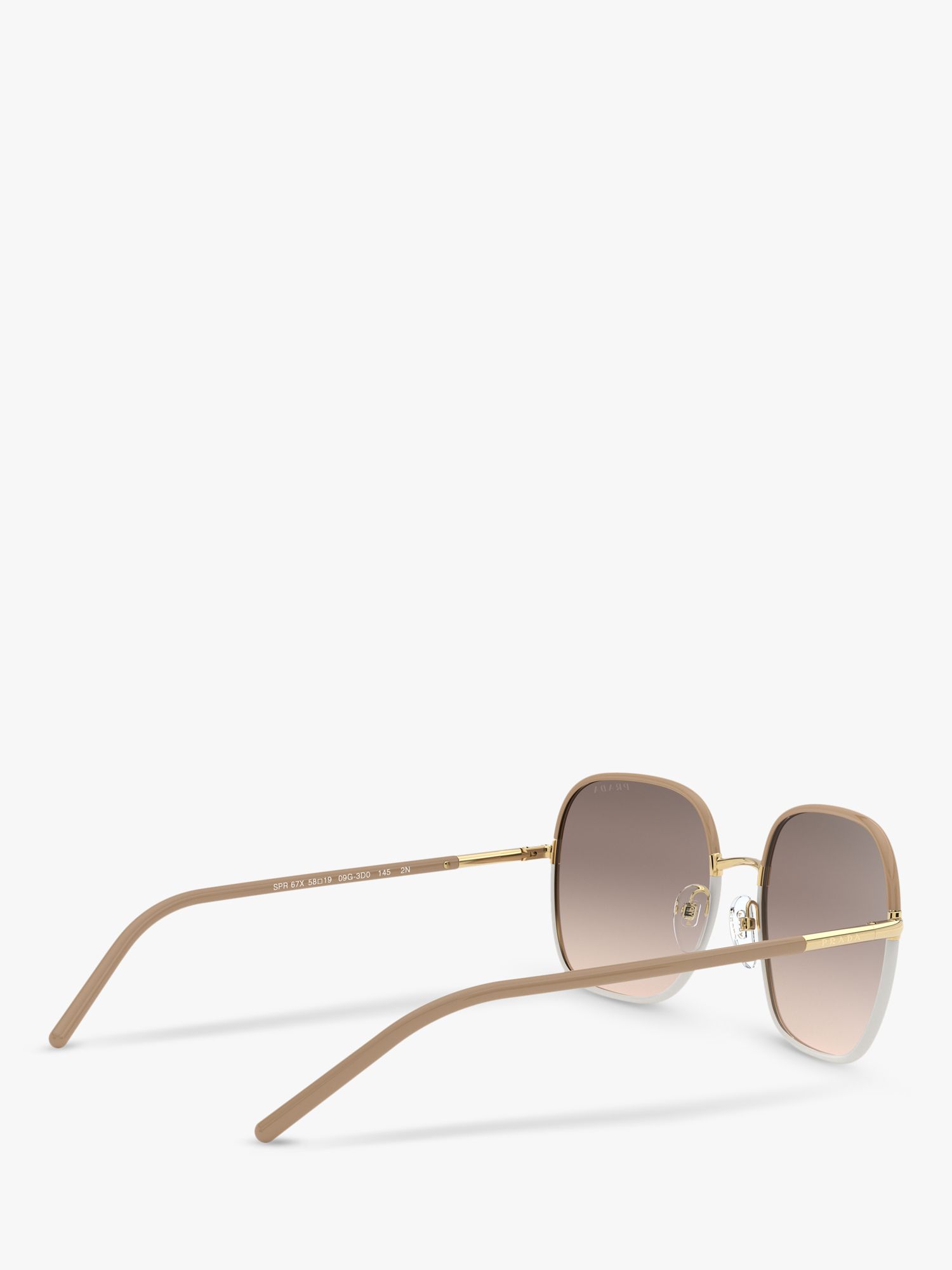 Prada PR 67XS Women's Square Sunglasses, Gold/Beige/Light Brown ...