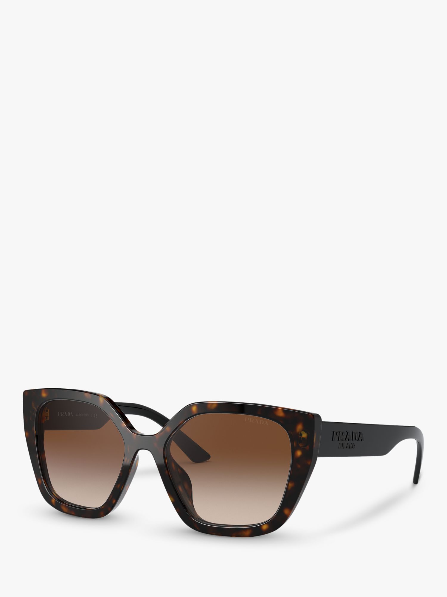 Prada PR 24XS Women's Square Sunglasses, Tortoiseshell/Brown Gradient at John Lewis & Partners